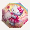 Hello Kitty,Fantasy Scene Automatic Folding Umbrella-Simple 8-Rib Design, Bright Cartoon Pattern, Durable Iron Frame, Suitable For Travel, O