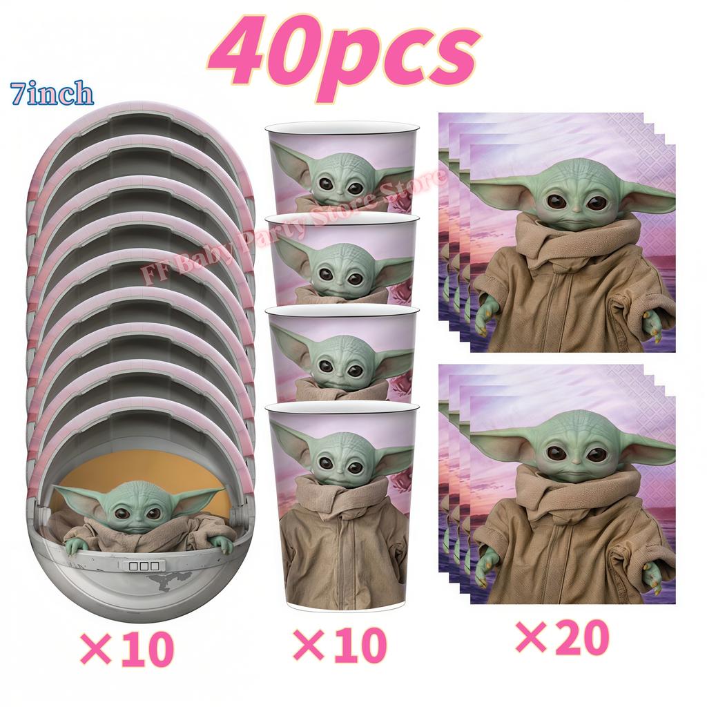 Star Waring Yoda Baby Theme Birthday Party Decoration Plate Napkin Cup Balloons Banner for Boys Favor Baby Shower Supplies Gifts