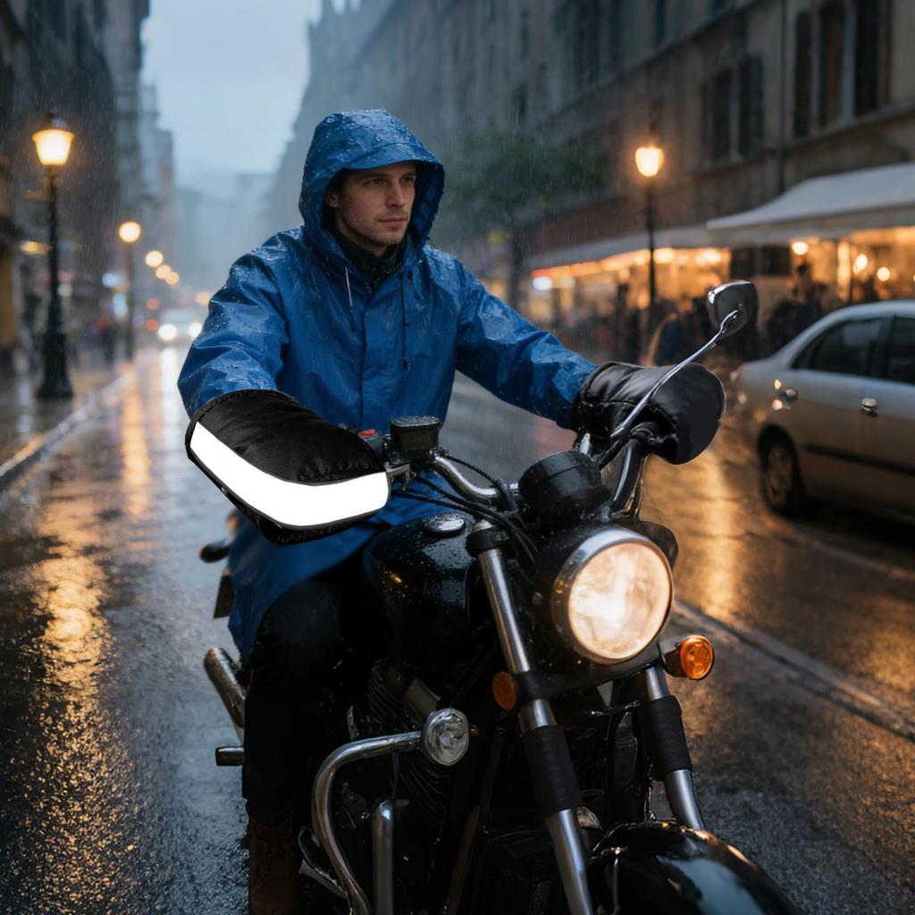 Motorcycle Handlebar Gloves PU Leather Waterproof Hand Warmers Motorcycle Warm Gloves Winter Hand Warmers For Men Women Winter