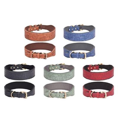 Leren Halsband Brede Hondenhalsbanden Comfortabele Gewatteerde Halsband voor Middelgrote Kleine Honden