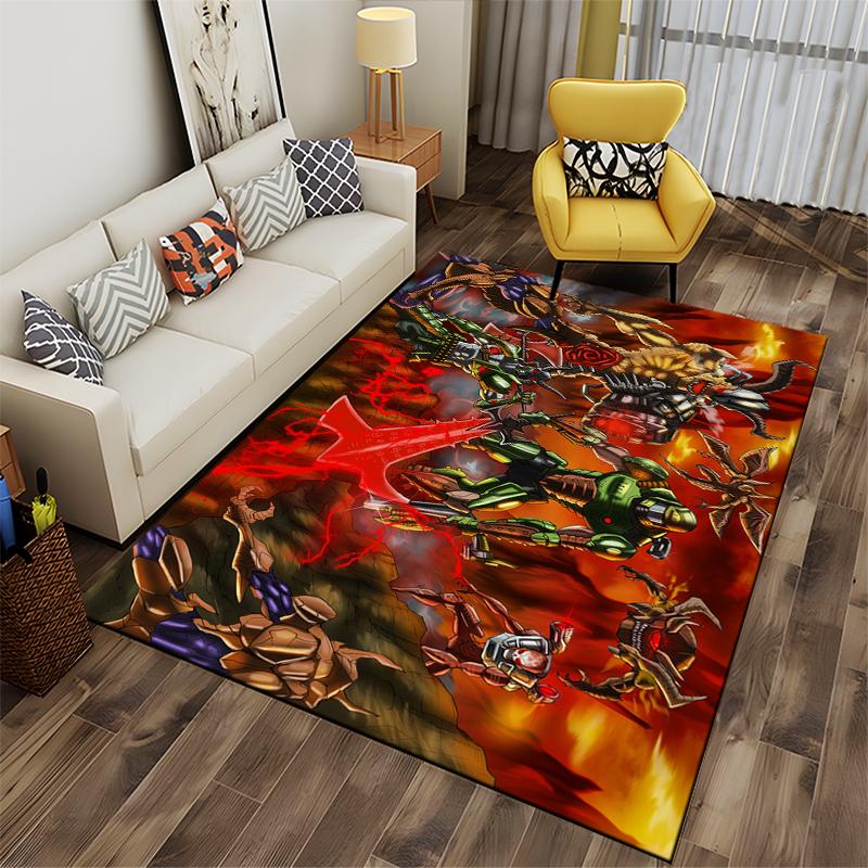 Action-Packed Robots and Monsters Battle Rug Non-slip rug suitable for living room and bedroom sofas