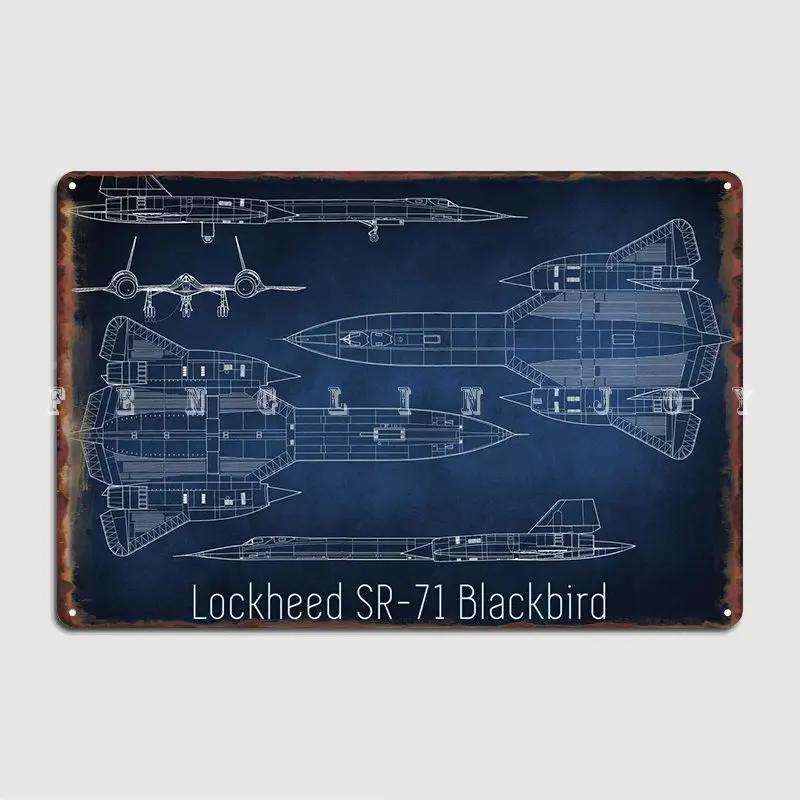 

Sr 71 Blackbird Blueprint Metal Sign Wall Cave Home Printing Wall Decor Tin Sign Poster 7.9x11.8In(20x30cm)