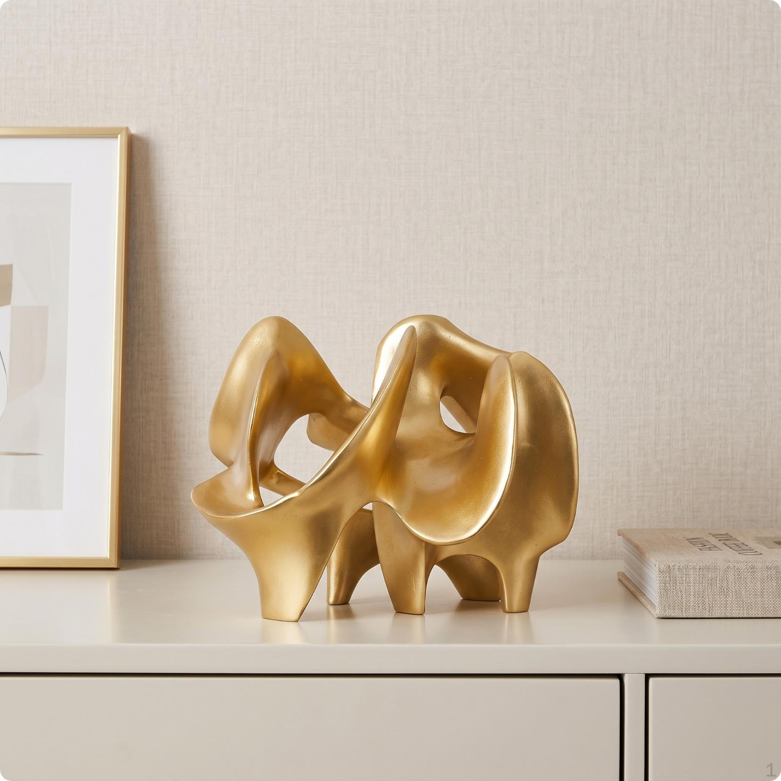 Abstract Ornament Hollow Geometric Sculpture Sculptural Tabletop Decorative Piece for Living Room,