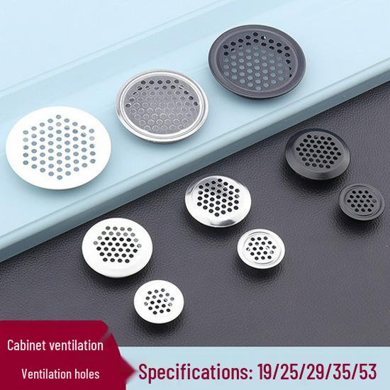 Cabinet Ventilation Mesh Cover - Round Black Stainless Steel Exhaust Vent for Heat Dissipation