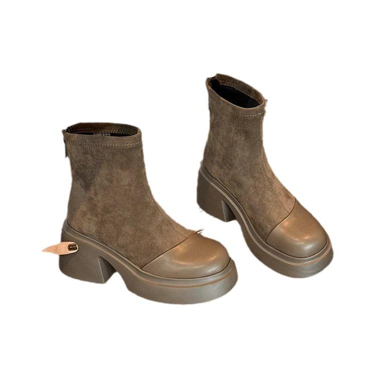 Skinny Martin boots women's 2025 autumn new retro thick-soled versatile short boots women's height-enhancing and thin small boots