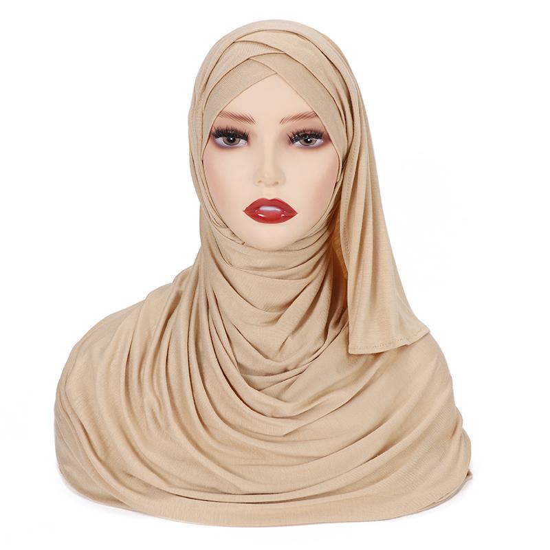 Müslüman Çapraz İç Bone Jarse Anında Tesettür Yumuşak Türban Düz Şal İyi Dikiş Esnek Eşarp Saç Bandı Sarıklar Tesettür Kadınlar