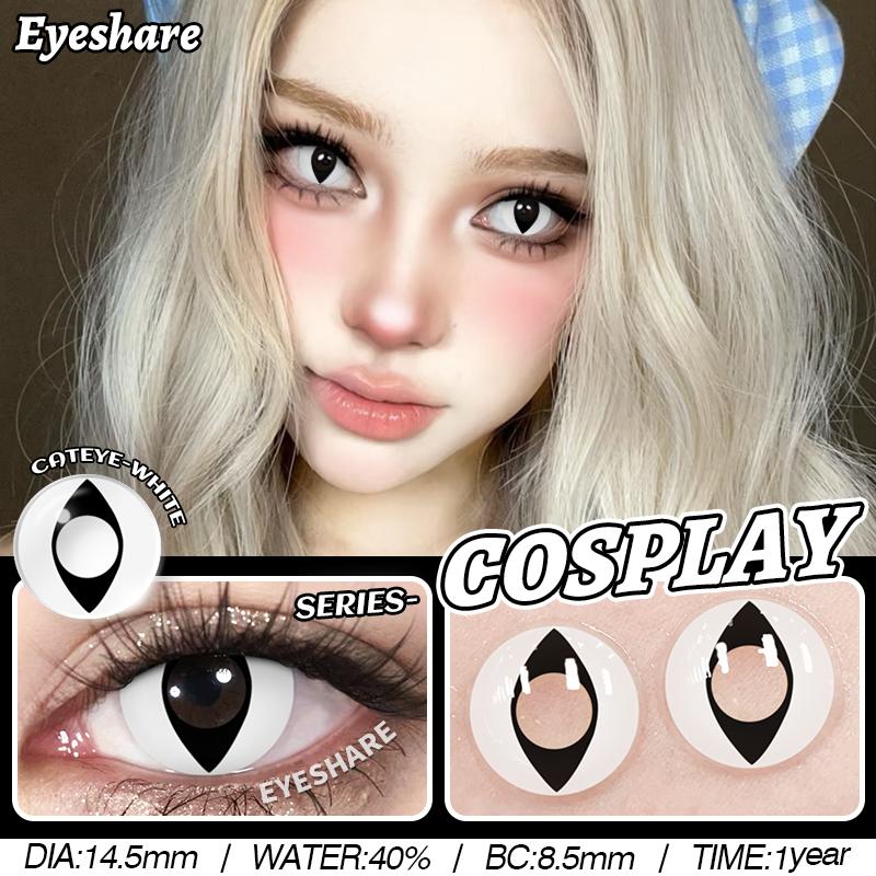 1 Pair Halloween Color Contact Lenses for Eyes Red Cosplay Eyes Lens White Multicolored Lenses Yearly Blakc Lenses