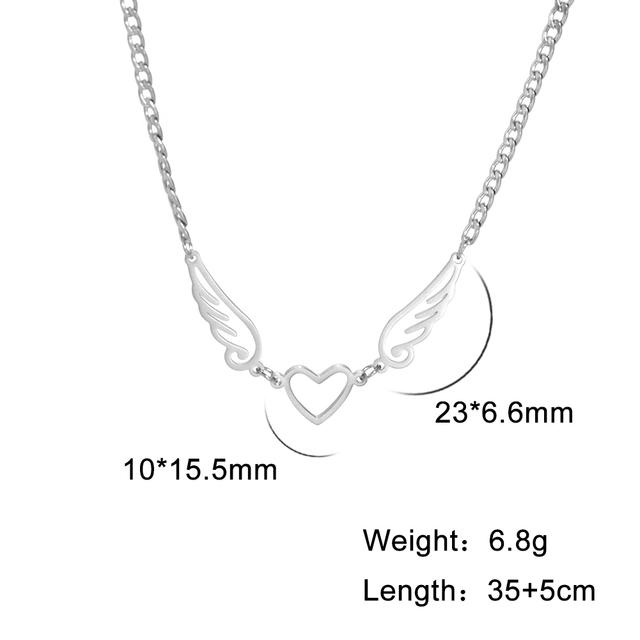 Cazador Hollow Wing of Angel Pendant Necklaces Feather Wings Stainless Steel Gold Color Charm Necklaces for Women Jewelry Kpop