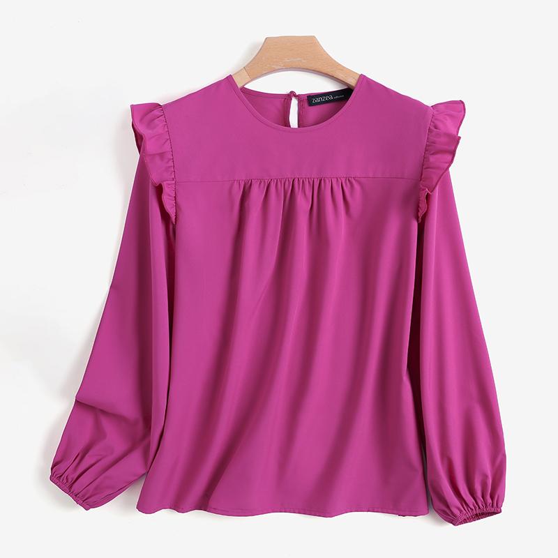 

ZANZEA Свободный повседневный O-образный вырез с длинным рукавом Женская блузка