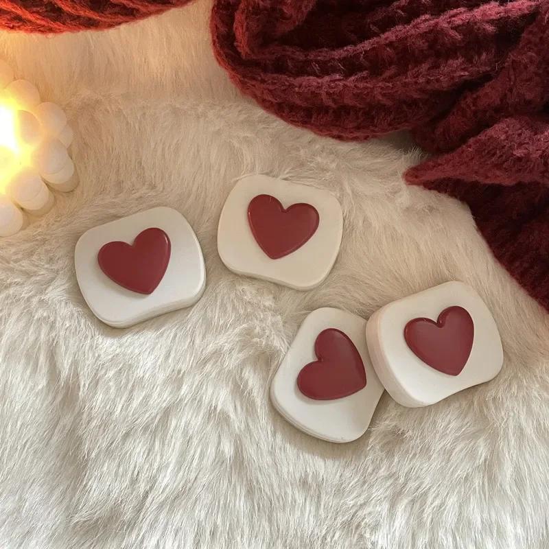 Women Colored Contact Lens Box Candy Color Square Love Portable Mirror Contact Lens Box Travel Easy Carry Storage Container