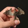 Solid Brass Flame Phoenix Small Statue Desktop Ornament Chinese Mythical Beast Figurines Retro Home Feng Shui Decorations Crafts