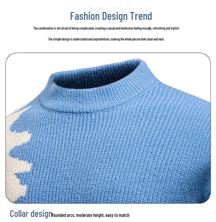 2025 Men's Color Block Knit Sweater: Trendy Loose Korean Style Autumn/Winter Base Layer