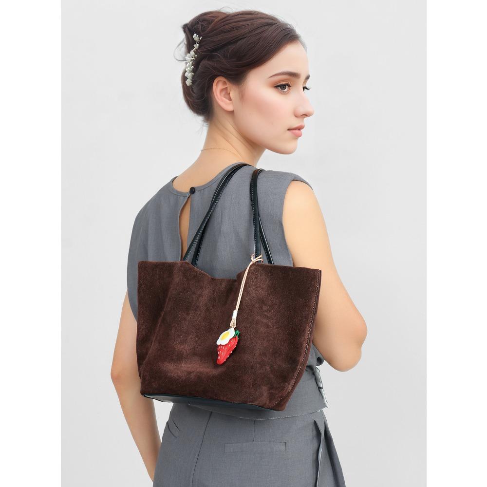 

Suede Autumn and Winter Frosted Cowhide Tote Bag Underarm Bag Large Capacity Commuter Bag Genuine Leather Shoulder Large Bag Shopping Bag Women