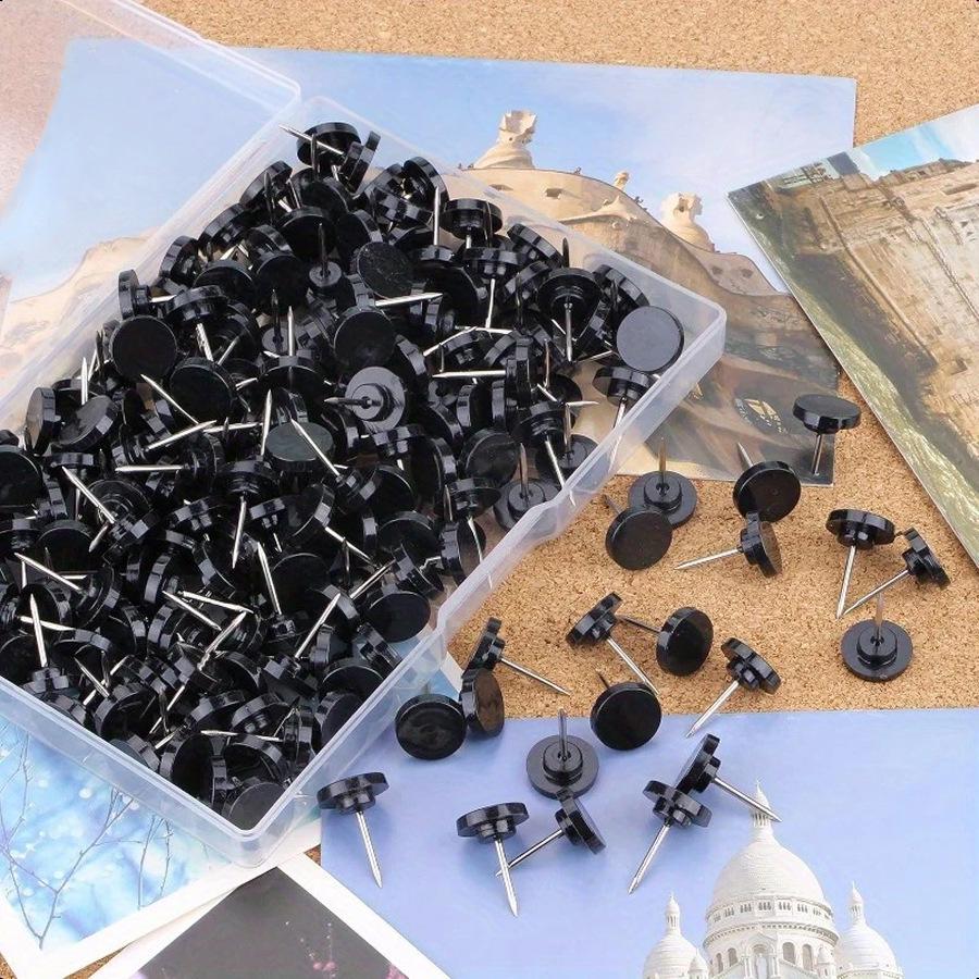 Transparent White and Black Round Push Pins for Cork Boards