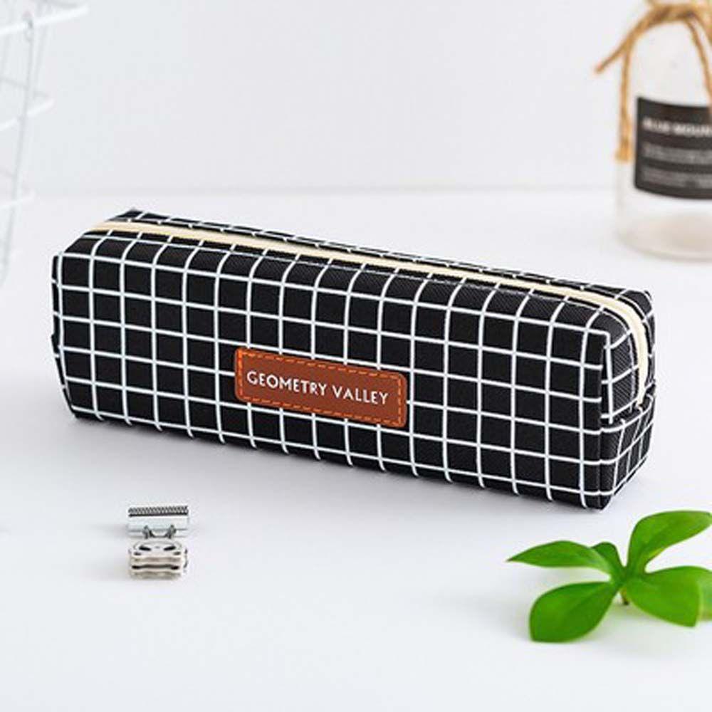 Geometry grid Stationery Bag School Supplies Canvas Pencil Case Pen Holder Pencil Pouch Pen Case