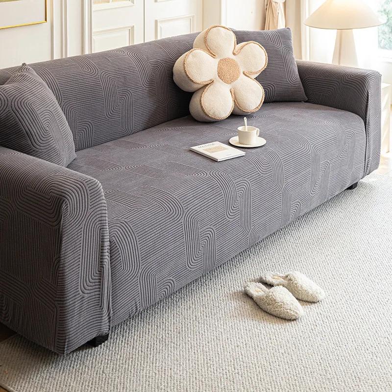 Adjustable Elastic Sofa Cover Stretch Sofa Seat Cover Jacquard Sofa Covers for Living Room Decor Non-slip Slipcover Couch Covers