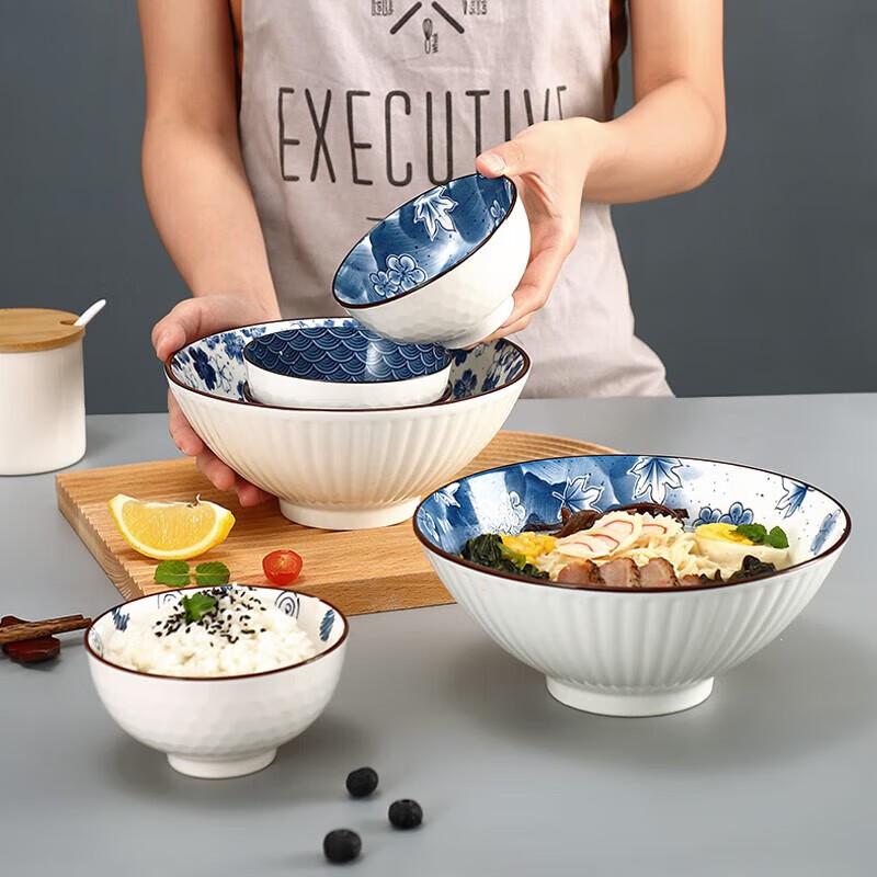 Maxcook 8-inch Japanese Ceramic Soup & Noodle Bowls (Set of 2)