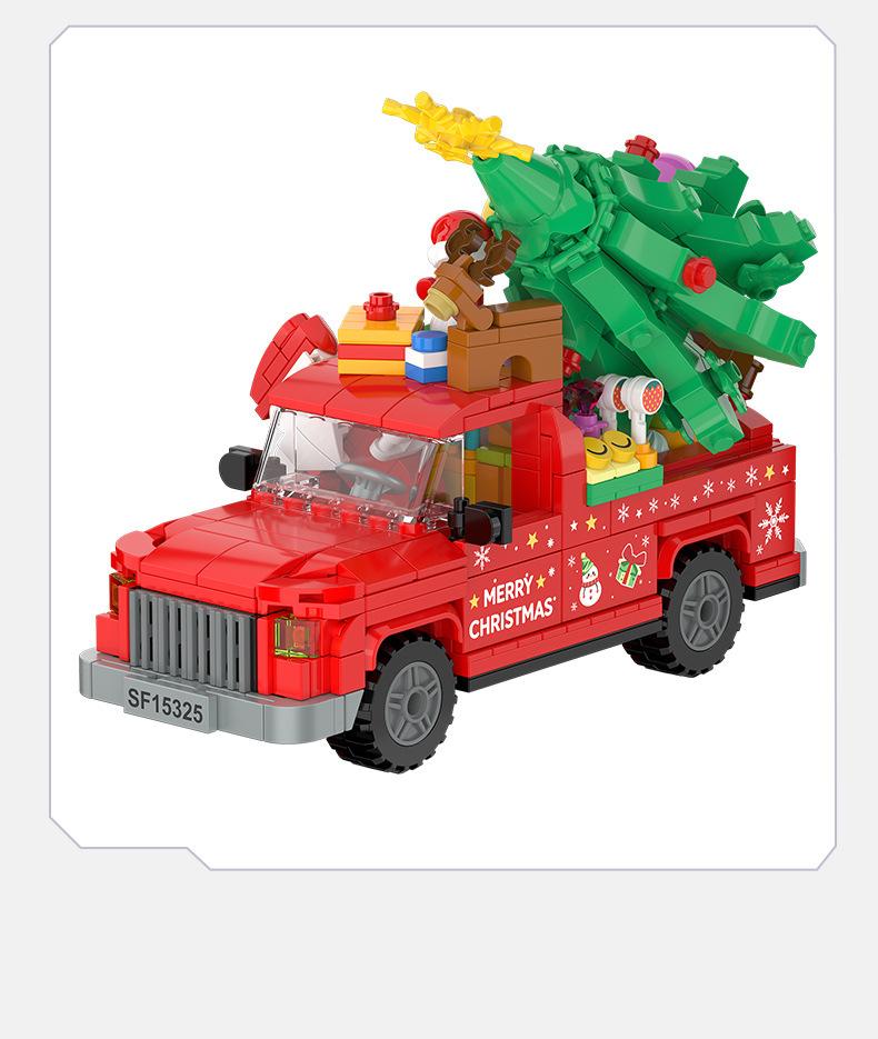 Christmas Truck Building Blocks Set, 520PCS DIY Bricks Model, Xmas Car Decor Gift for Kids Age 6+