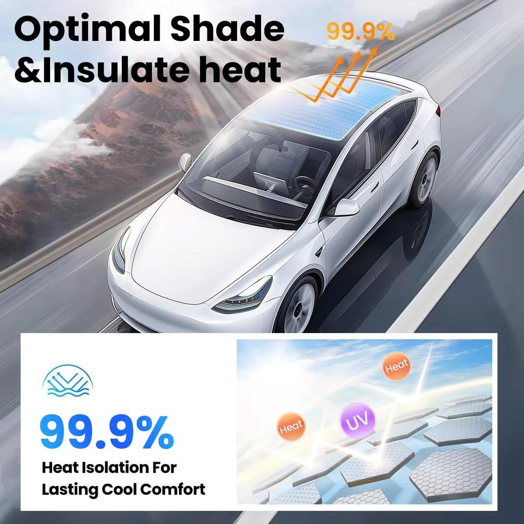 Electric Sunshade for Tesla Model Y Juniper 2025 2026 Integrated Car Sunroof Shade Retractable Sun Visor Interior Parts el3