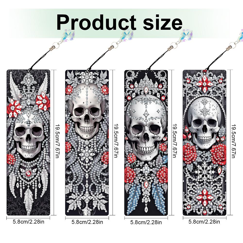 8Pcs Diamond Painting Art Bookmarks Colored Patterns DIY Diamond Painting Bookmark with Crystal Pendants for Reading Enthusiasts