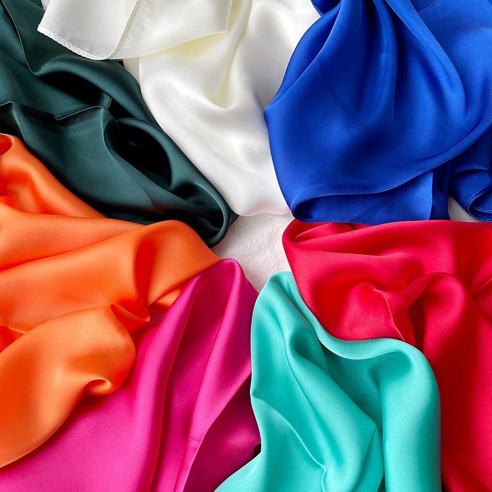 Solid Color 70 Small Square Scarf Monochrome Scarf Sunscreen Tied Hair Thin Monochrome Silk Scarf With Simple Temperament