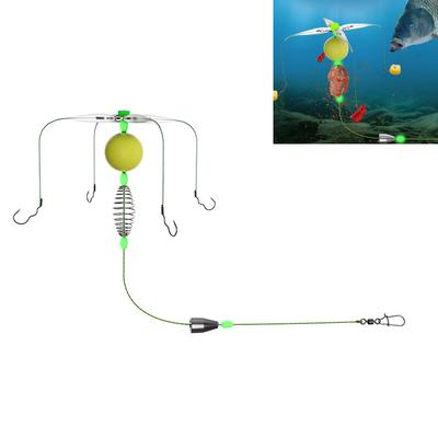Anti-Verwicklungs-Köderkorb Schwimmer Schnur Set Angelfutterkorb Schnur Set Hakenfalle mit 4 Haken Schwimmer Köderkorb