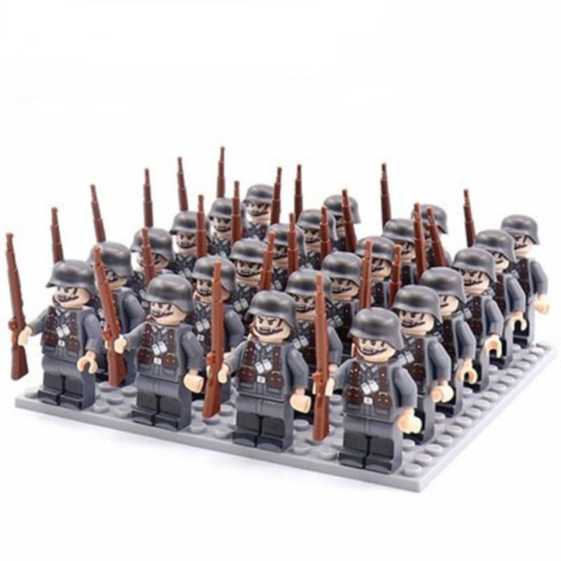 24 STÜCK/SET Zweiter Weltkrieg Militärsoldaten Gewehr Waffen Pistole Figuren Teile Bausteine Montage DIY Modellbau Bausätze Spielzeug