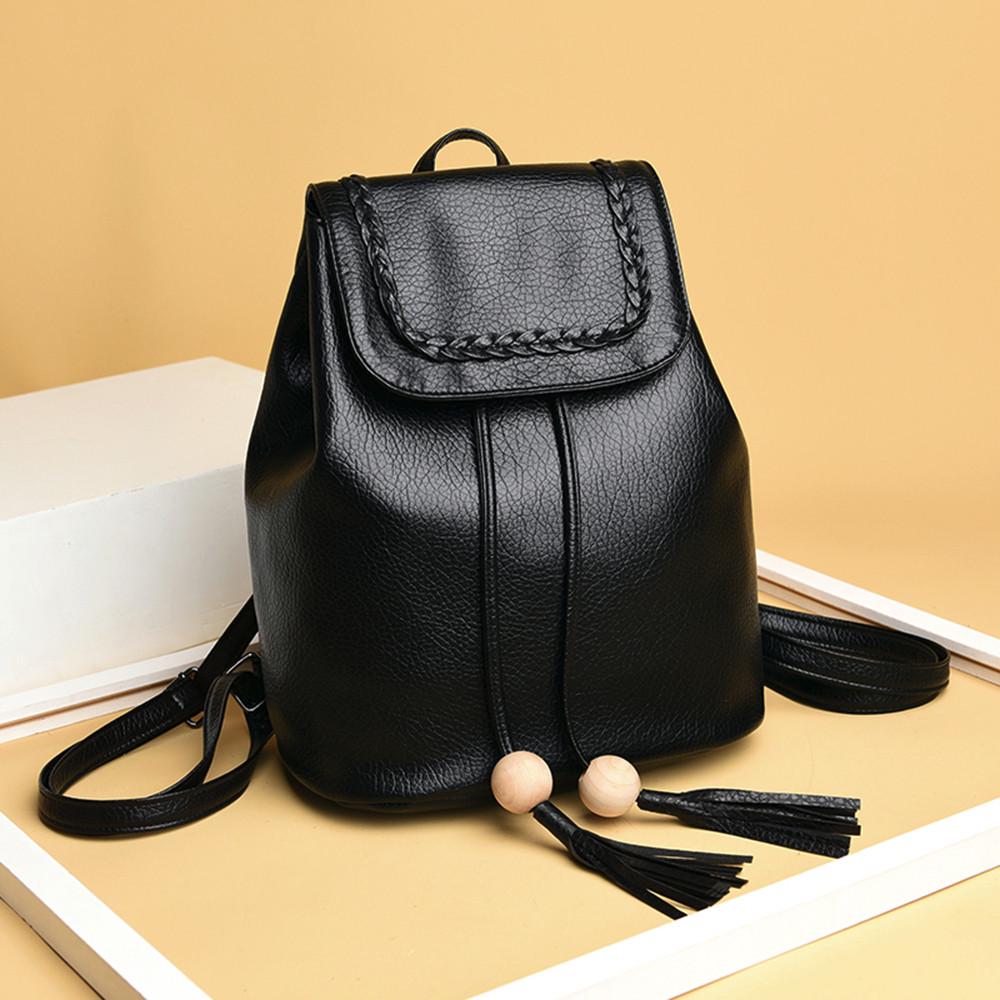 Woman's Rocksack Buy Woman Fashion Leather Backpack Female Pretty Tassel Travel Rucksack ...