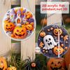 Halloween Door Sign Acrylic 2D Flat Round Sign Decor Halloween Front Door Hanging Wooden Sign Party Supplies for Bedroom Porch