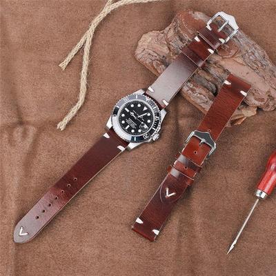 Men's Clearance Sale Cowhide Watch Strap - 22mm Crazy Horse Leather Cracked Pattern Wristband