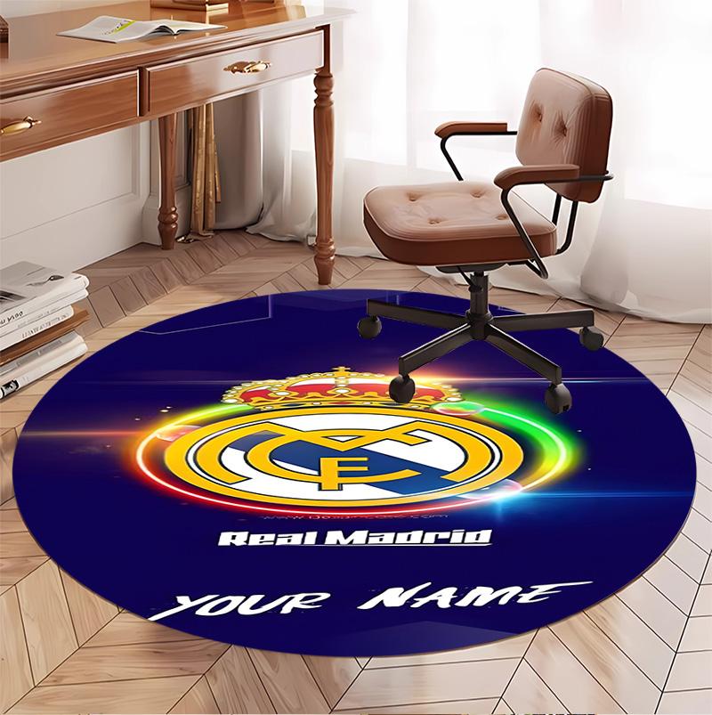 Manchester City FC Pattern Round Rug, Indoor/Outdoor Mat, for Picnic, Gameroom, Bedroom, Office, Living Room, Home Decor Carpet, Birthday Gift