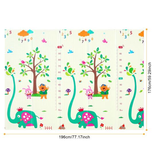 80x72in Baby Play Mat Extra Large Crawling Mat with Cartoon Animal Pattern Thick Foam Play Mat Reversible Portable Baby Floor Mat