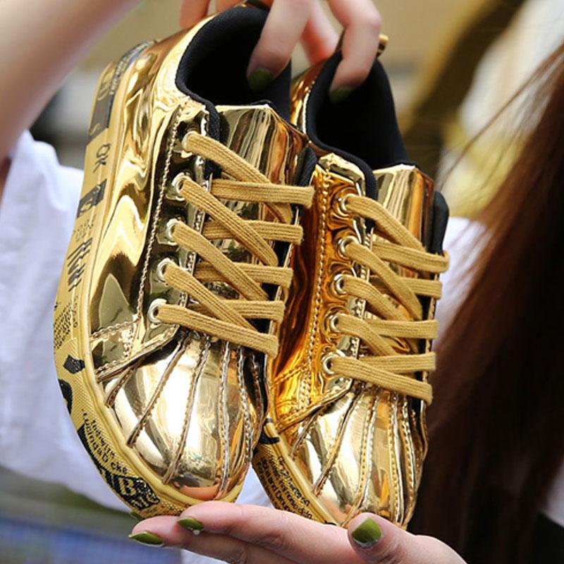 Fashion HotSale Gold Silver Sneakers Men Hip Hop Casual Unisex Shoes Tennis Luxury Running Shoes Clunky Sneakers Bigsize Streetwear Male