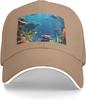 Undersea World Print Baseball Cap Polyester Adjustable Casual Sun Protection Dad Hat for Adults