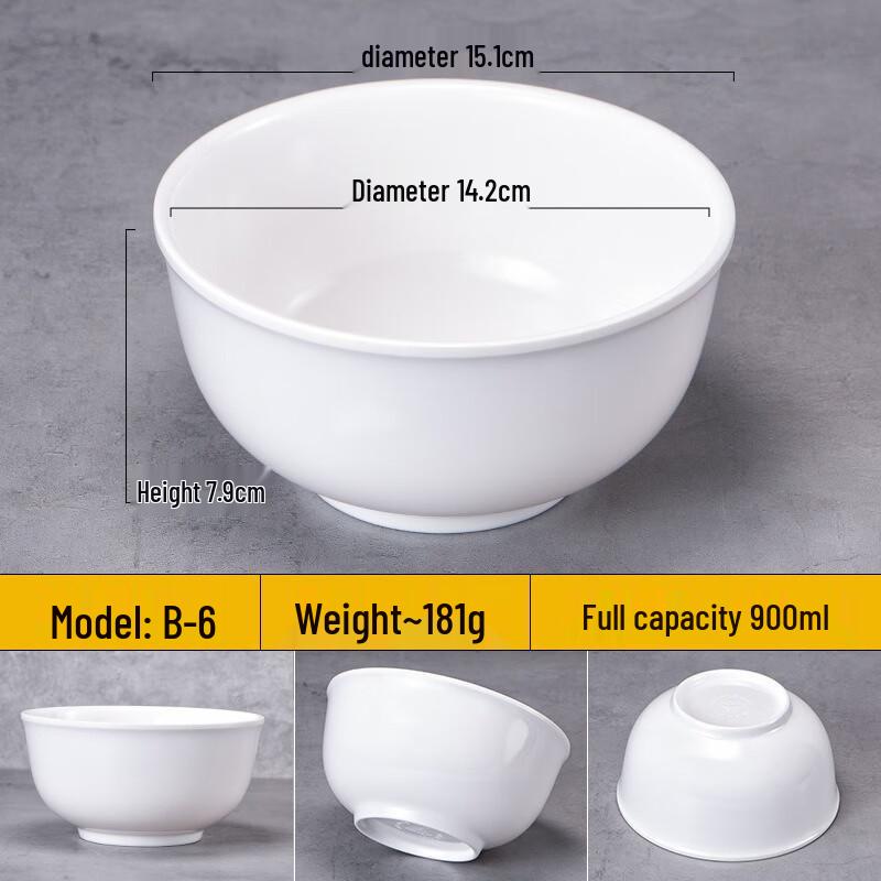 JINMEILI Commercial Melamine Conical Rice Bowls, 10-Pack