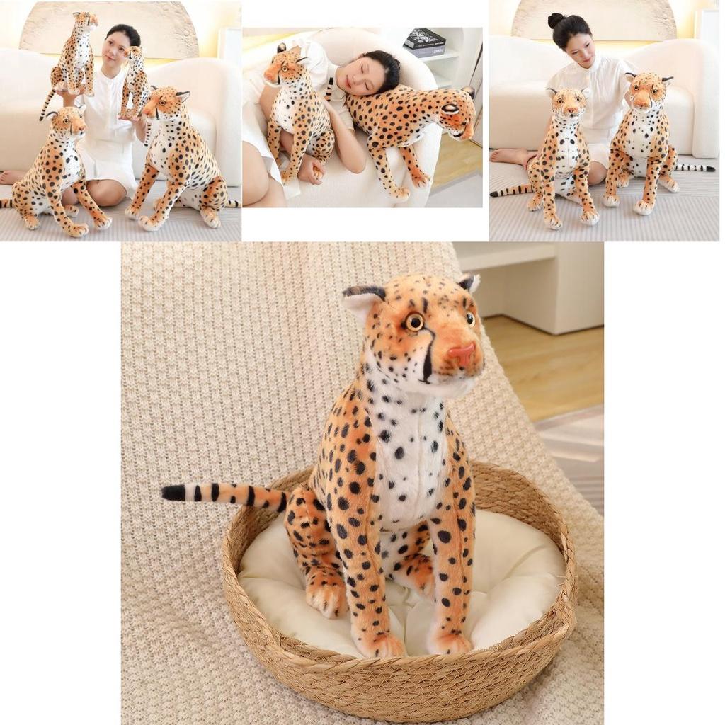 Peluche Léopard Réaliste Peluche Guépard Douce Pour Enfants et Collectionneurs
