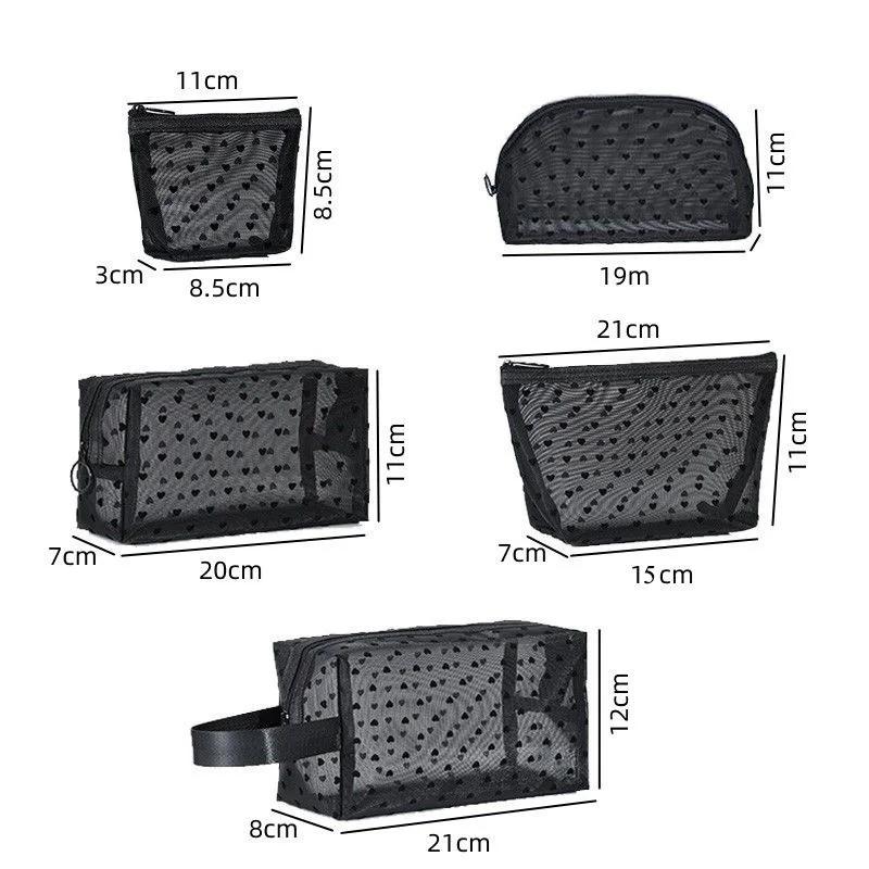 New Mesh Transparent Cosmetic Bags Small Large Clear Purple Makeup Bag Portable Travel Toiletry Organizer Lipstick Storage Pouch