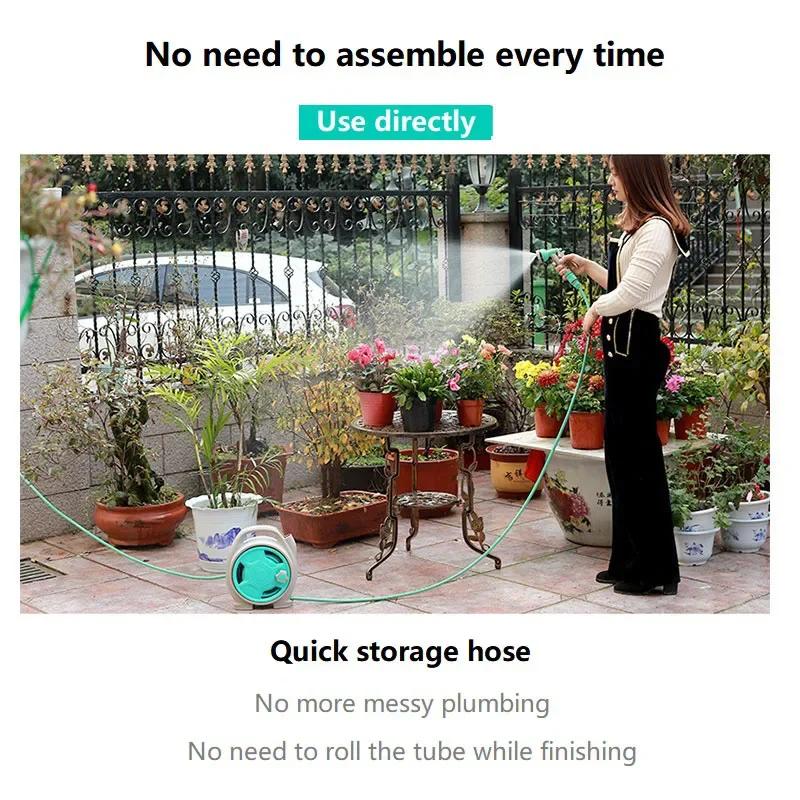 1 Stück Mini tragbares Hochdruck-Wasserschlauch-Set mit Aufbewahrungsständer, tragbar, geeignet für Gartenarbeit zu Hause, Autos und Bodenreinigung