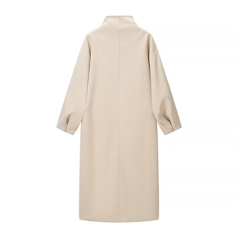 Damen Eleganter Stehkragen Langarm Locker Wollmischung Mantel Winter Street Chic Oberbekleidung