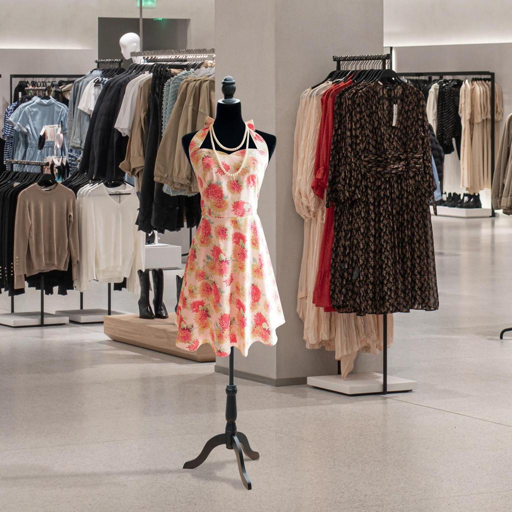 Sewing Mannequin Adjustable To 130-168 Cm with Wooden Tripod for Fashion Photography Garment Display Black