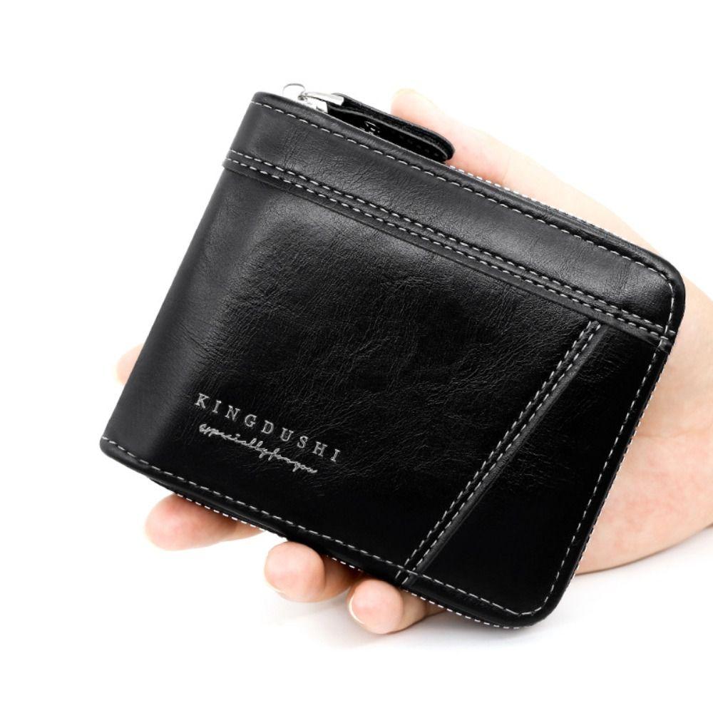 Multifunctional Male Coin Purse Pu Business Card Holder Portable Men's Short Wallet  Outdoor