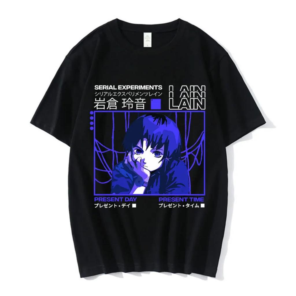 Anime Series Experimental Lain Ladies T-shirt 3D Graphics Iwakura Manga Sci-fi Printing Round Neck Women's Short Sleeve