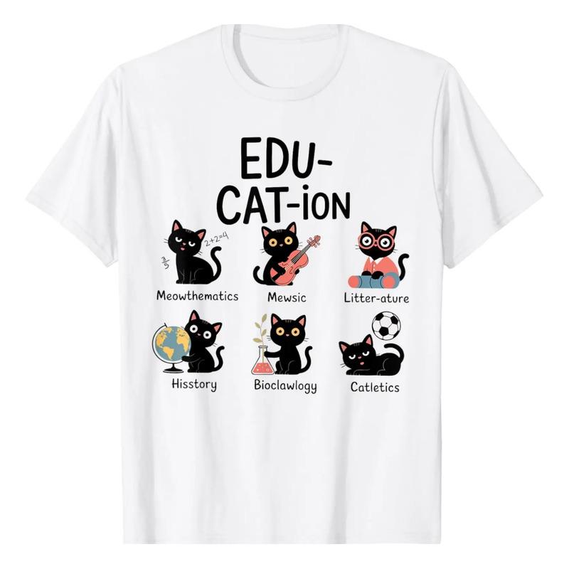 Camiseta Edu-cat-ion Divertida Con Forma De Gato, Asignatura S