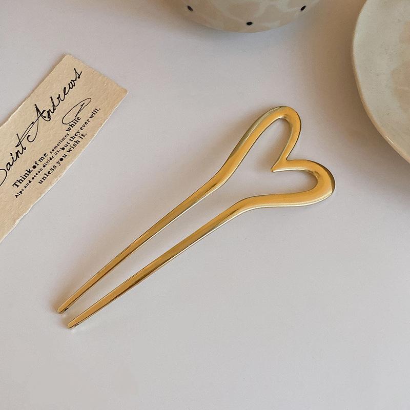 Metal Heart Women Hairpins Girls Hair Forks Hair Sticks Elegant U-shape Hair Pins Clips Headwear Women Hair Accessories Headwear