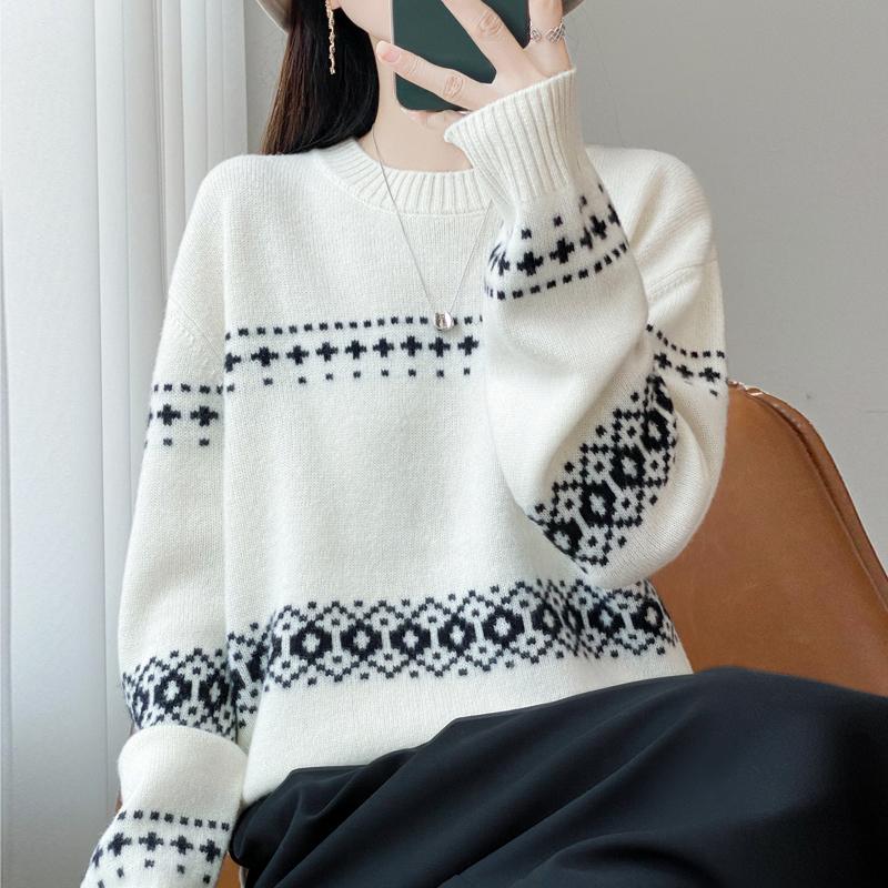 Women Sweater 100% Wool TIDENOVEL O-neck Knit Pullover Thick Winter Jumpers Female Knit Tops