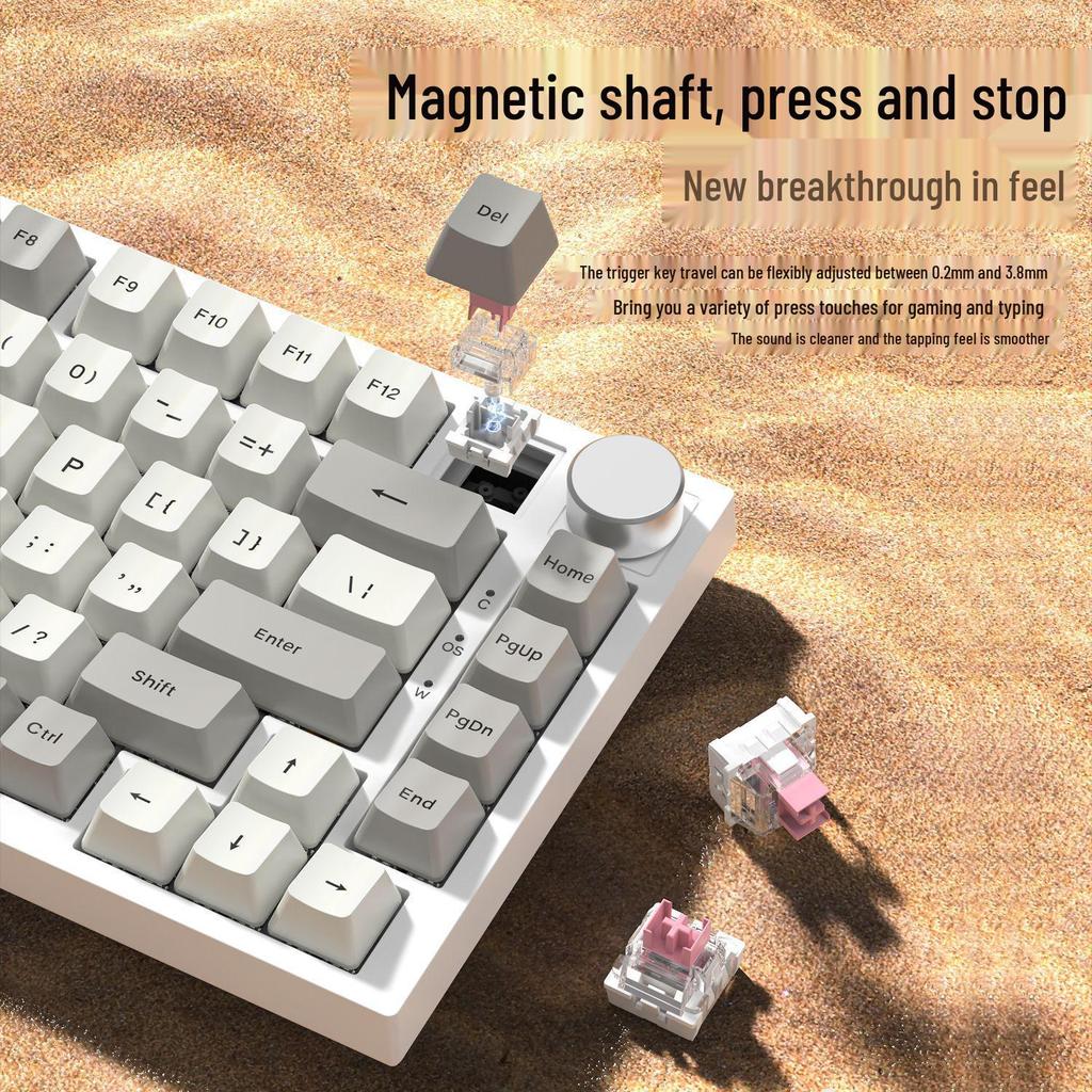 Attack Shark K85 Gaming Mechanical Keyboard - Magnetic Switch, Custom PBT Keycaps, 82 Keys, RGB, Adjustable Actuation.