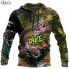 Funny Fishing 3D tištěný podzim Pánské mikiny Unisex Ležérní svetr Hip Hop Mikina Streetwear Sudadera Hombre