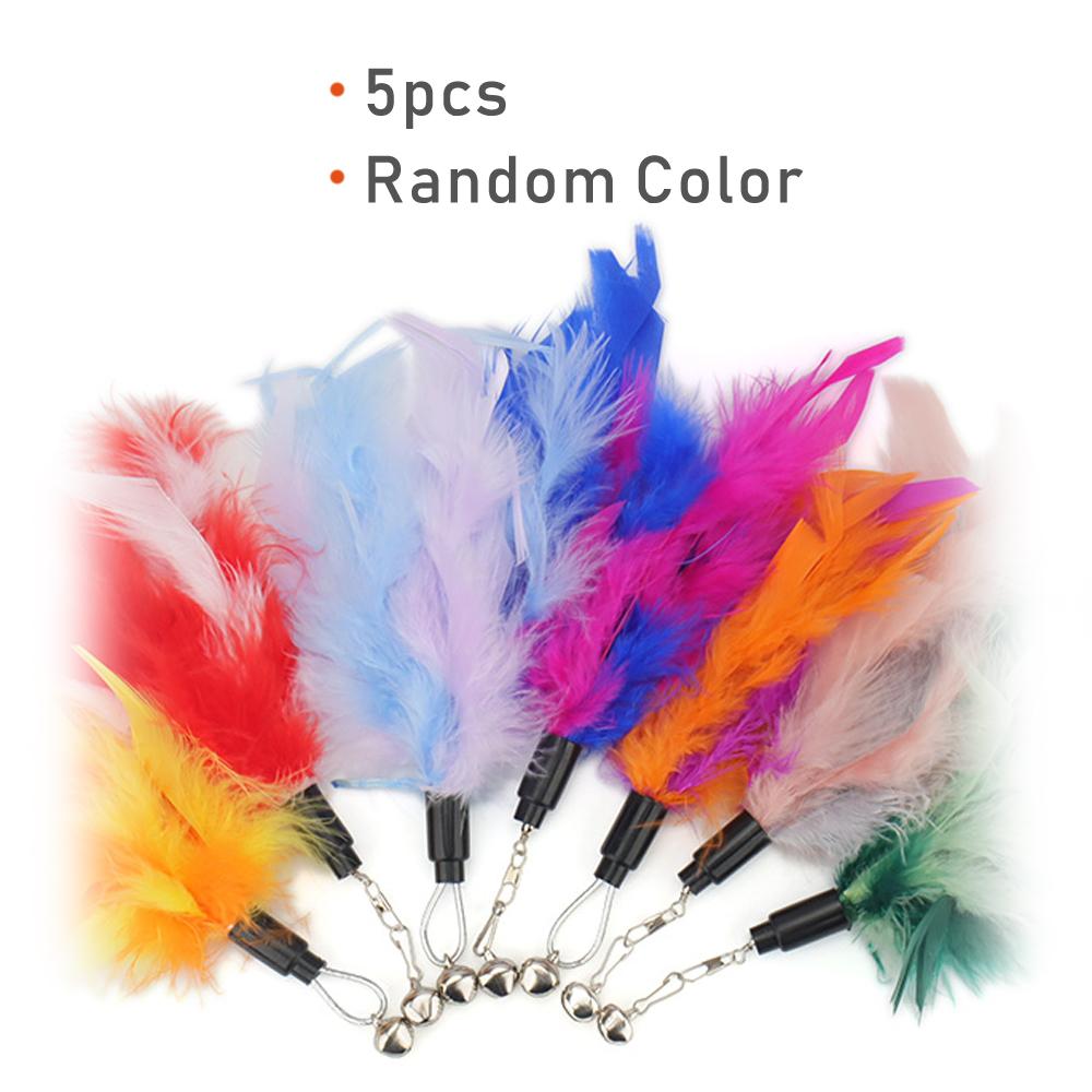

5pcs Random Mix Feather Cat Toy Replacement Accessories Bright Color Funny Cat Stick Teaser Pet Toy