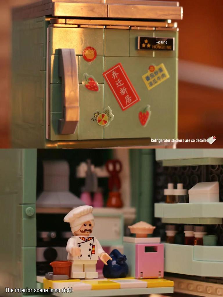 Xianci Retro Street Scene Building Blocks Educational Toy Set - TV & Refrigerator. Ideal Birthday Gift for Girls.
