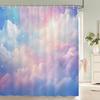 Watercolor Clouds Sky Scenery Shower Curtains Waterproof Fabric Bath Curtains For Bathroom Bathtub Bathing Cover With Hooks